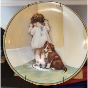Bessie Pease Gutmann “In Disgrace” Plate Hamilton Collection 1985 Child Dog